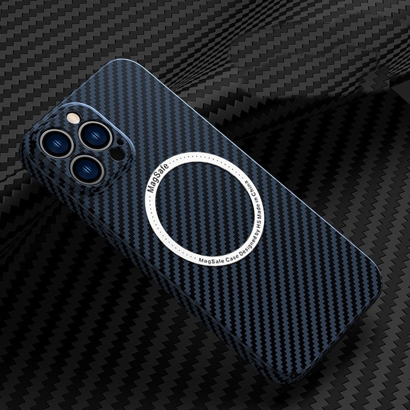 Husă iPhone 14 Plus, model carbon, albastru
