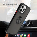 Husă iPhone 14 Pro, antișoc cu inel metalic, negru