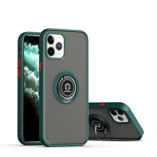 Husă iPhone 14 Pro, antișoc cu inel metalic, verde