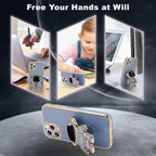 Husă iPhone 14 Pro, antișoc, cu suport în formă de astronaut, albastru