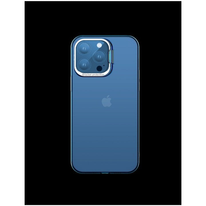 Husă iPhone 14 Pro, cu inel-suport, cu suport metalic la cameră, albastru