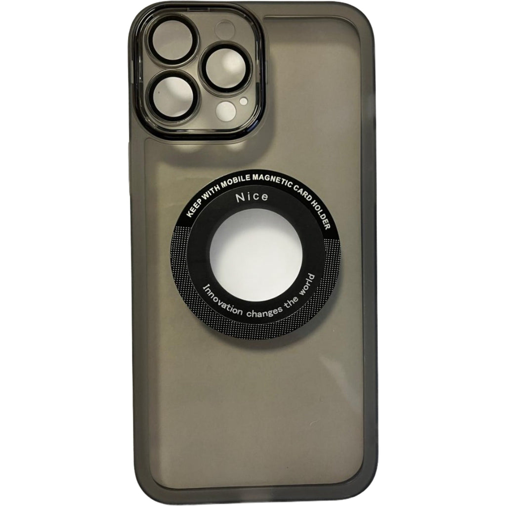 Husă iPhone 14 Pro, magnetică MagSafe, cu decupaj pentru logo, cu protecție pentru cameră, negru