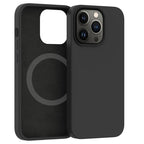 Husă iPhone 14 Pro, magnetică MagSafe, din silicon moale, negru