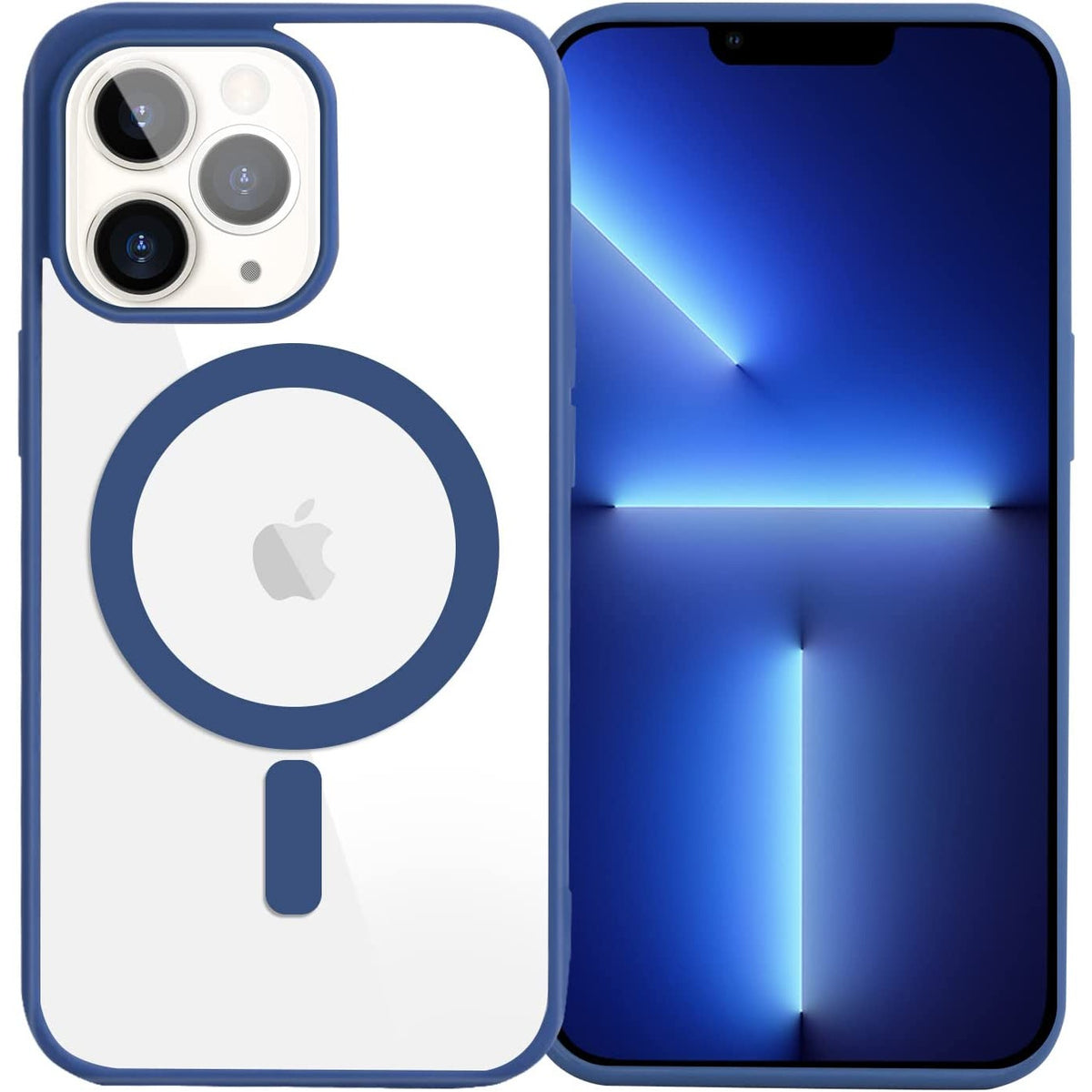 Husă iPhone 14 Pro, magnetică MagSafe, mată translucidă, albastru