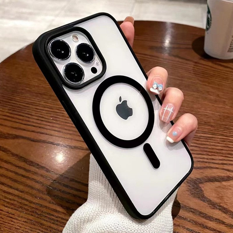 Husă iPhone 14 Pro, magnetică MagSafe, mată translucidă, negru