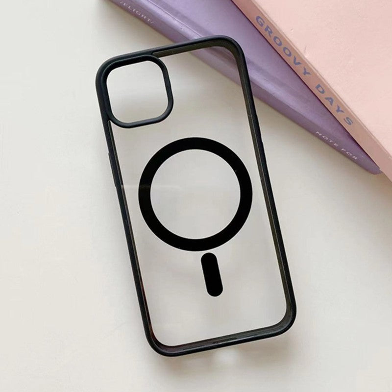 Husă iPhone 14 Pro, magnetică MagSafe, mată translucidă, negru