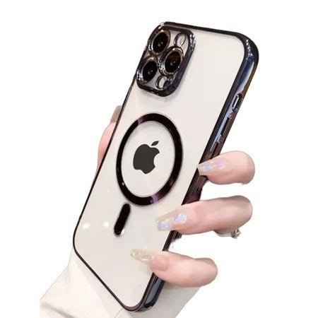 Husă iPhone 14 Pro, magnetică MagSafe, ramă metalizată, negru