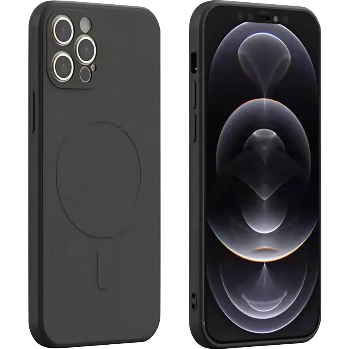 Husă iPhone 14 Pro, magnetică MagSafe, silicon, cu decupaj pe fiecare cameră, negru