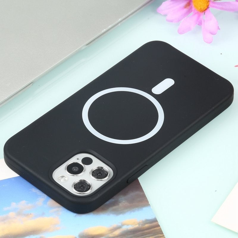 Husă iPhone 14 Pro, magnetică MagSafe, silicon, negru