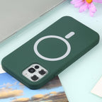 Husă iPhone 14 Pro, magnetică MagSafe, silicon, verde