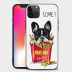 Husă iPhone 14 Pro Max, antișoc, cu imprimeu buldog, alb