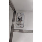 Husă iPhone 14 Pro Max, antișoc, cu imprimeu buldog, alb