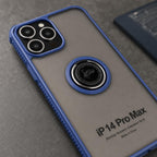 Husă iPhone 14 Pro Max, antișoc cu inel metalic, albastru