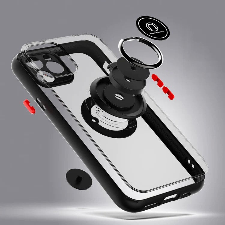 Husă iPhone 14 Pro Max, antișoc cu inel metalic, negru