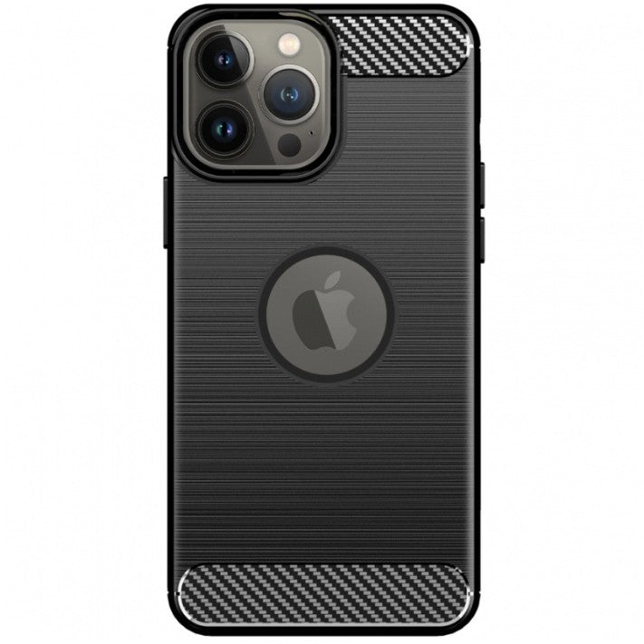 Husă iPhone 14 Pro Max, antișoc, cu model carbon, negru