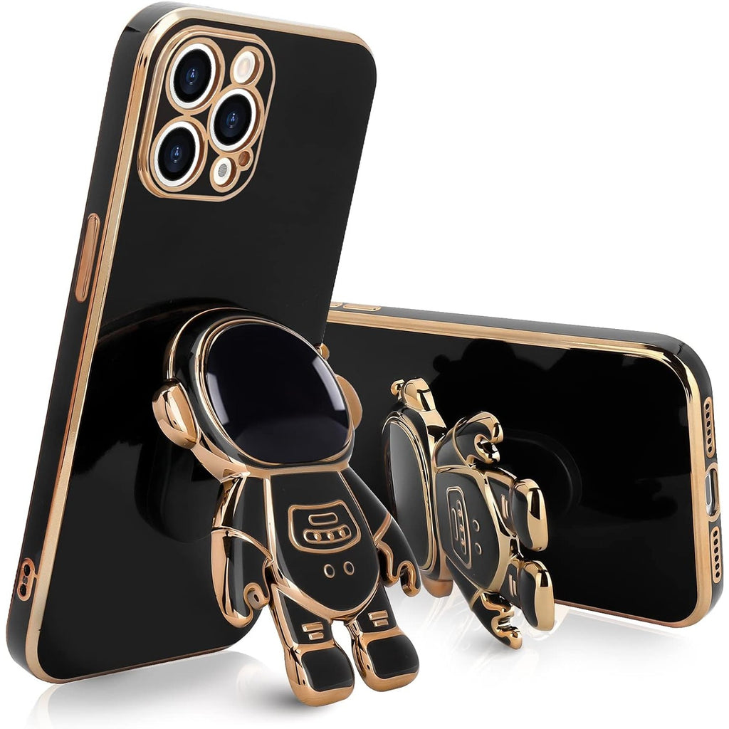 Husă iPhone 14 Pro Max, antișoc, cu suport în formă de astronaut, negru
