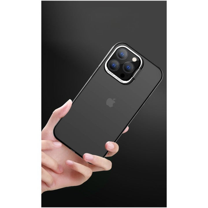 Husă iPhone 14 Pro Max, cu inel-suport, cu suport metalic la cameră, negru