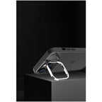 Husă iPhone 14 Pro Max, cu inel-suport, cu suport metalic la cameră, negru