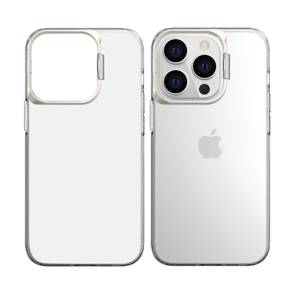 Husă iPhone 14 Pro Max, cu inel-suport, cu suport metalic la cameră, transparent