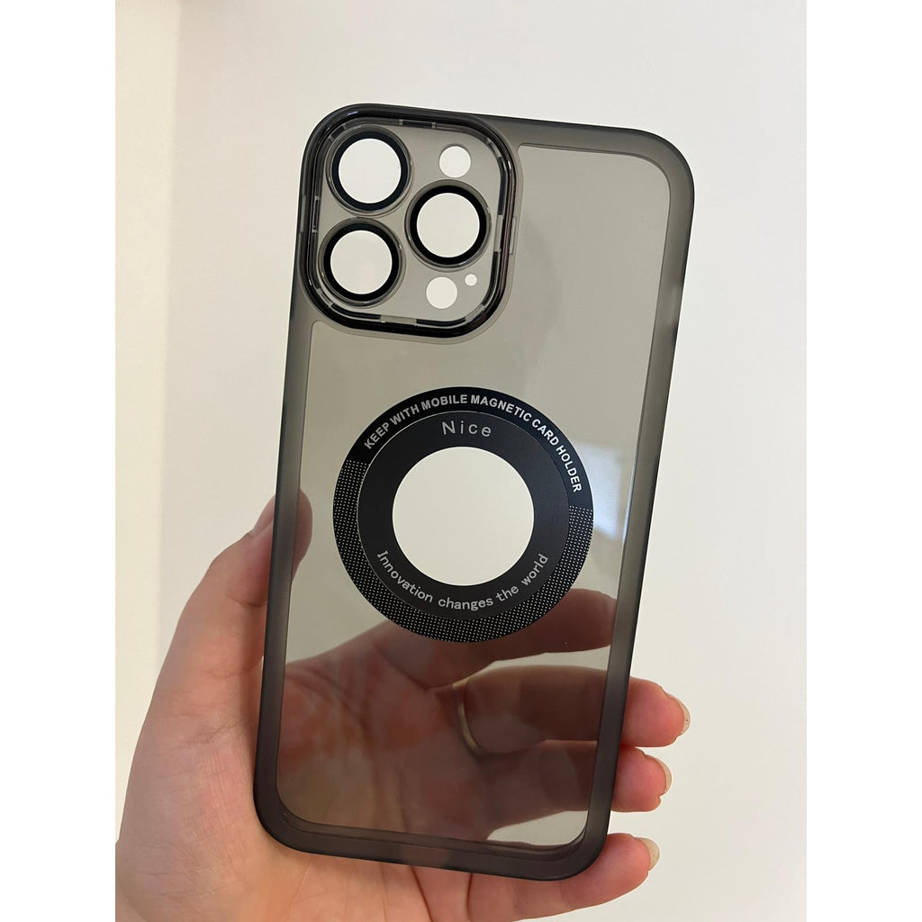 Husă iPhone 14 Pro Max, magnetică MagSafe, cu decupaj pentru logo, cu protecție pentru cameră, negru