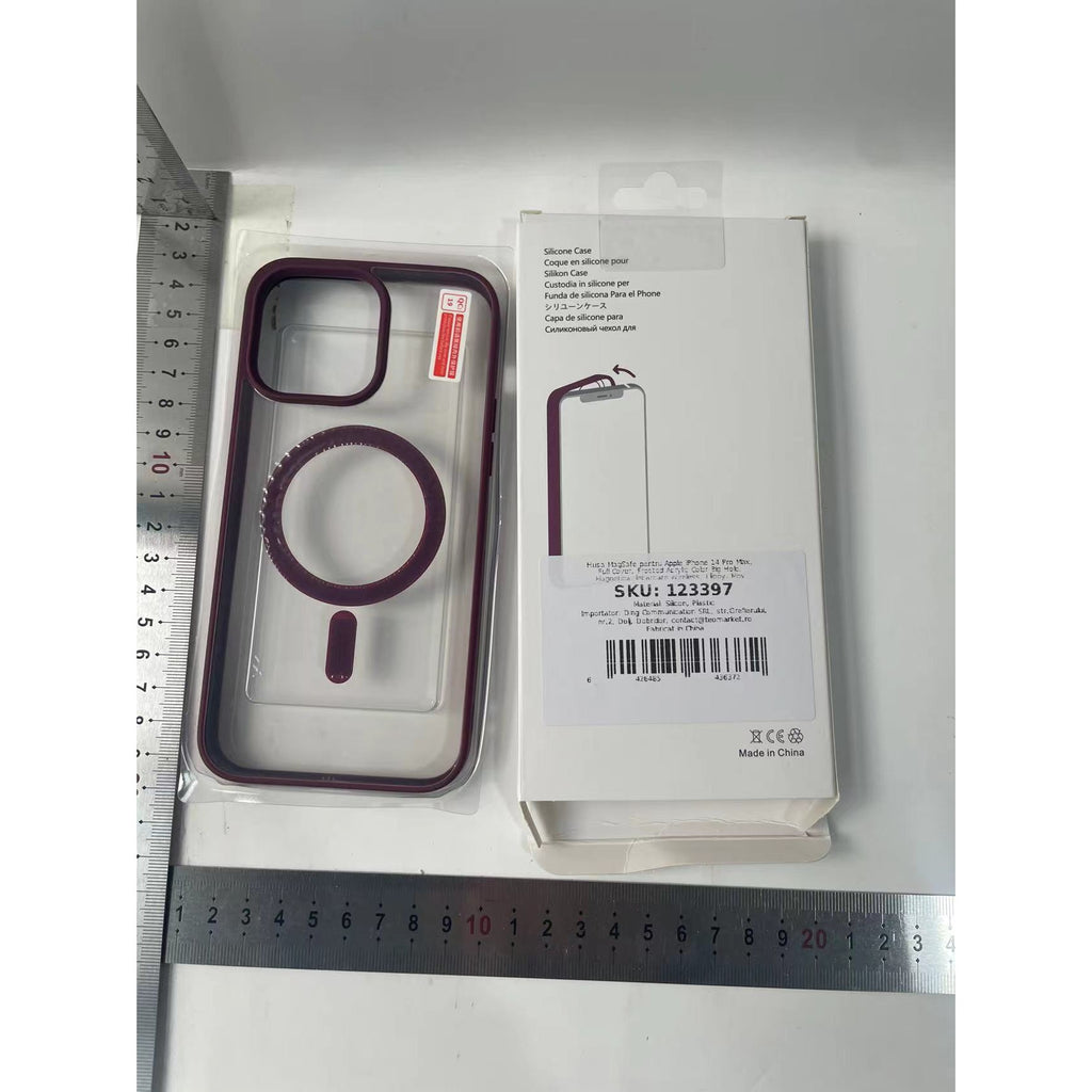 Husă iPhone 14 Pro Max, magnetică MagSafe, mată translucidă, mov