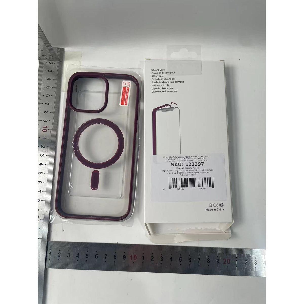 Husă iPhone 14 Pro Max, magnetică MagSafe, mată translucidă, mov