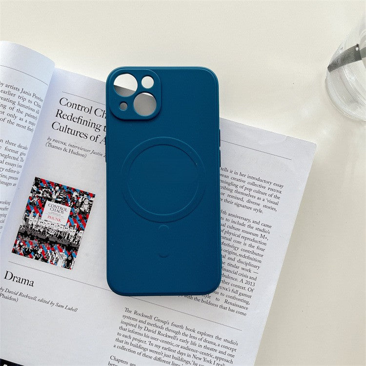 Husă iPhone 14 Pro Max, magnetică MagSafe, silicon, cu decupaj pe fiecare cameră, albastru