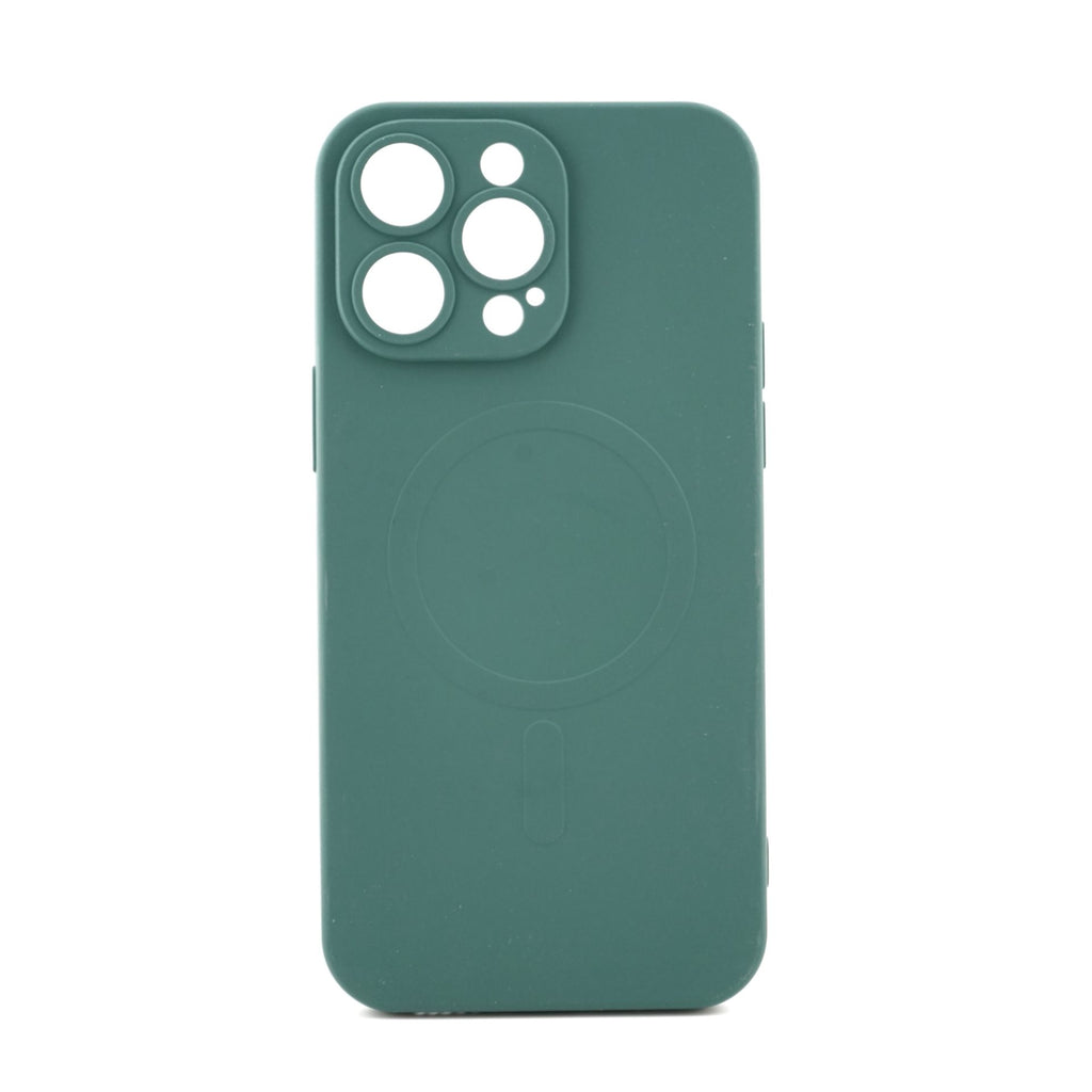 Husă iPhone 14 Pro Max, magnetică MagSafe, silicon, cu decupaj pe fiecare cameră, verde