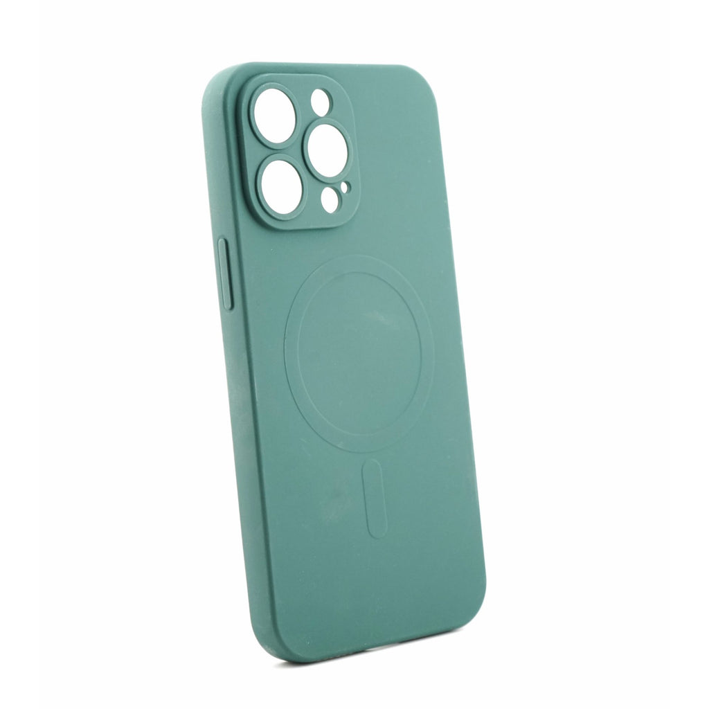Husă iPhone 14 Pro Max, magnetică MagSafe, silicon, cu decupaj pe fiecare cameră, verde