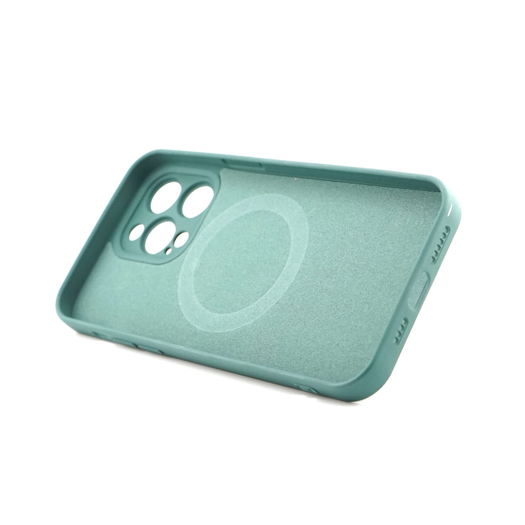 Husă iPhone 14 Pro Max, magnetică MagSafe, silicon, cu decupaj pe fiecare cameră, verde