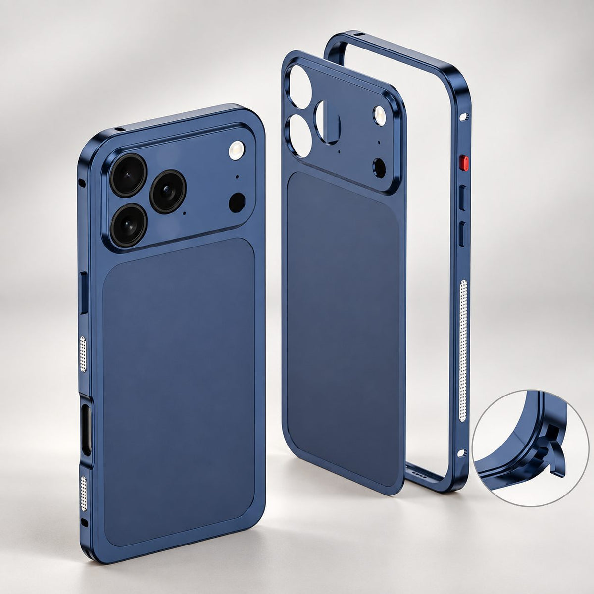 Husă iPhone 14 Pro Max, metalică unibody, mată, albastru