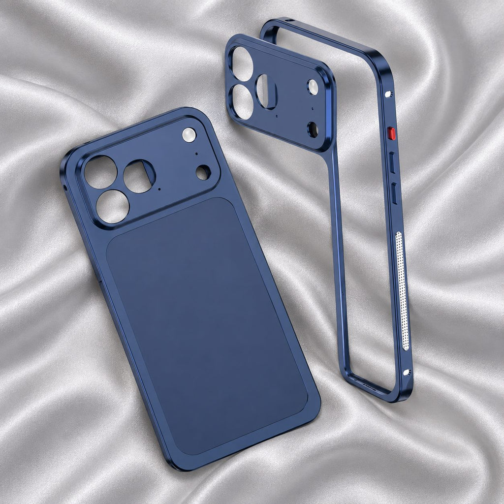 Husă iPhone 14 Pro Max, metalică unibody, mată, albastru
