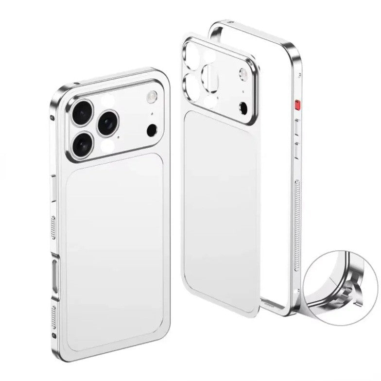 Husă iPhone 14 Pro Max, metalică unibody, mată, argintiu