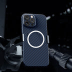 Husă iPhone 14 Pro Max, model carbon, albastru