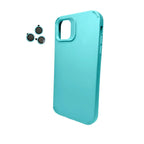 Husă iPhone 14 Pro Max, silicon, cu protecție fosforescentă pentru camere, bleu