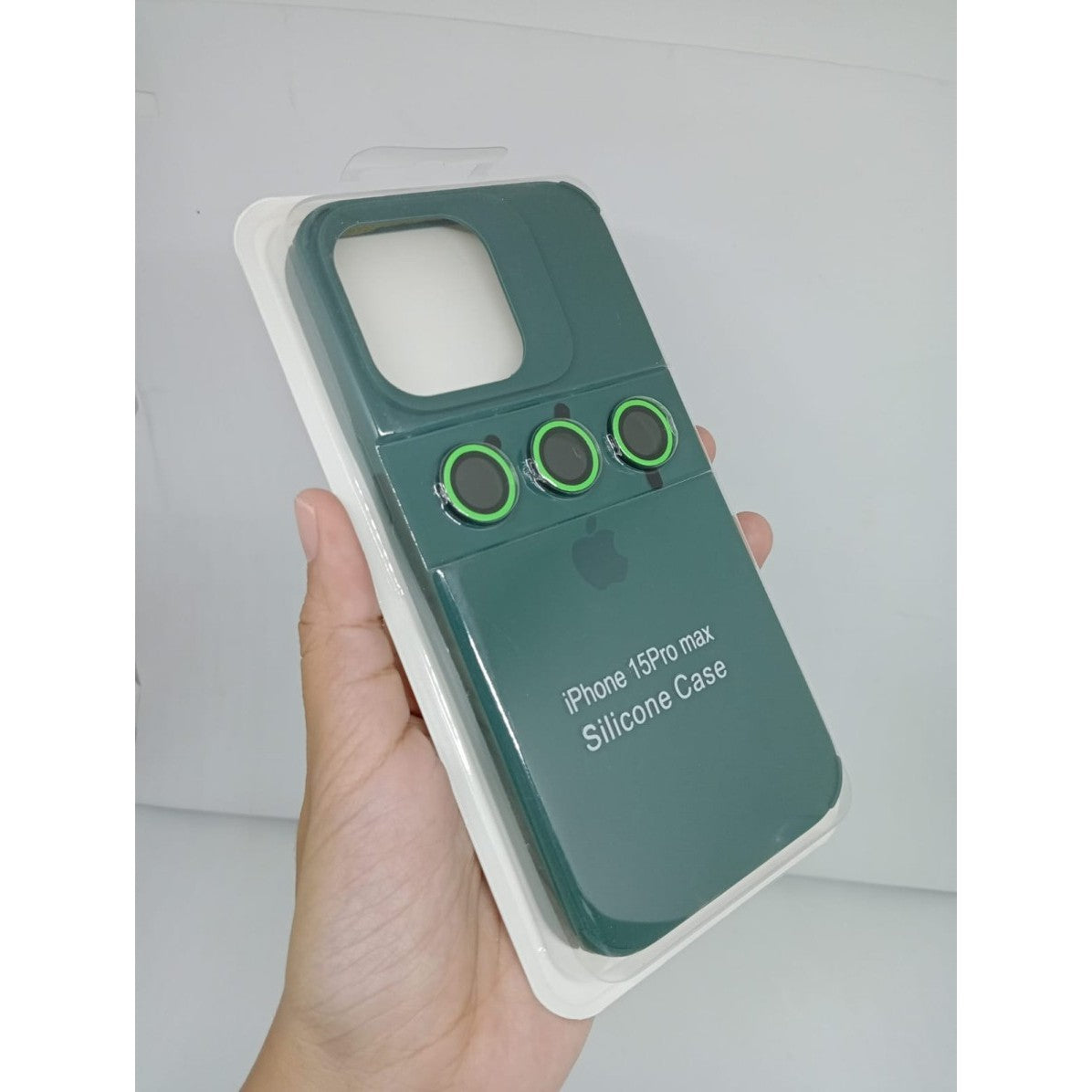 Husă iPhone 14 Pro Max, silicon, cu protecție fosforescentă pentru camere, verde