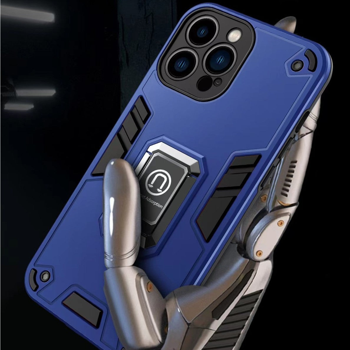 Husă iPhone 14 Pro Max, ultra-rezistentă cu suport, albastru