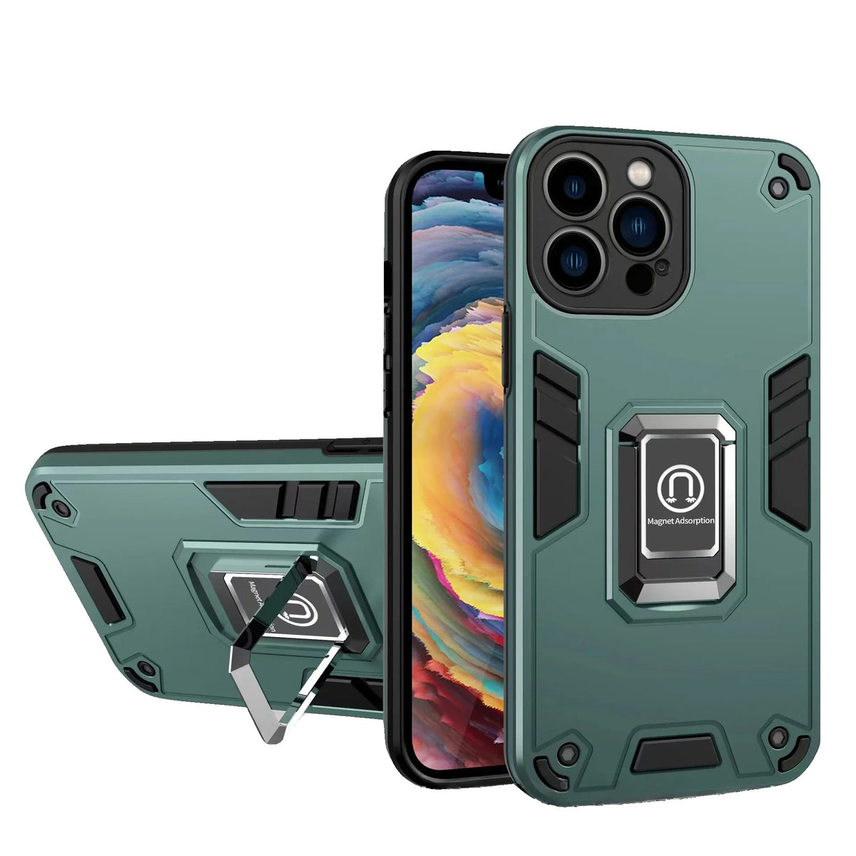 Husă iPhone 14 Pro Max, ultra-rezistentă cu suport, verde