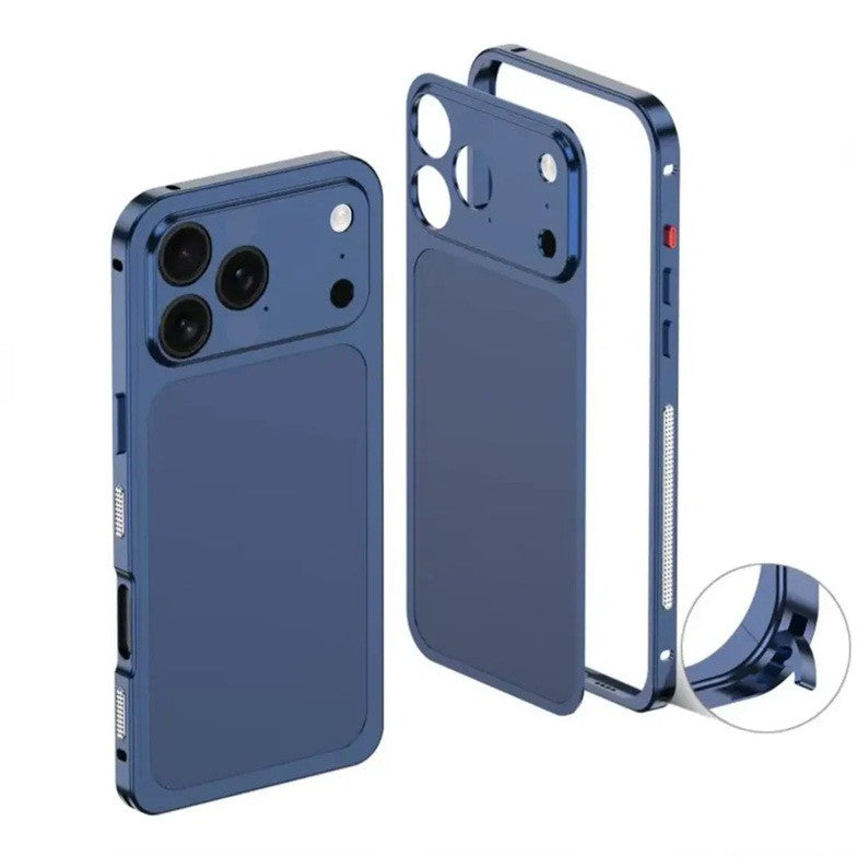 Husă iPhone 14 Pro, metalică unibody, mată, albastru