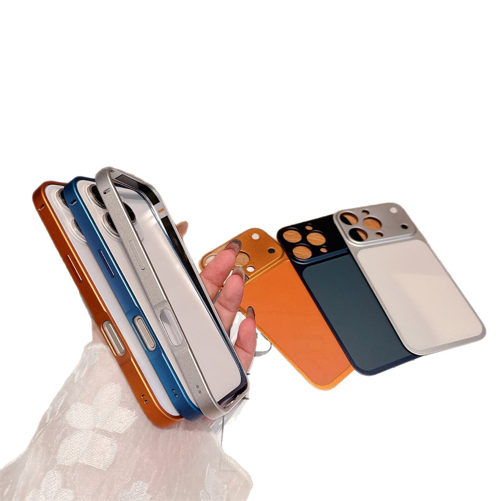 Husă iPhone 14 Pro, metalică unibody, mată, albastru