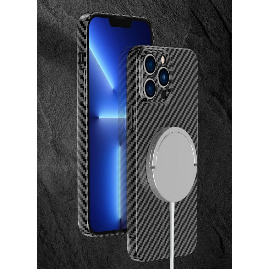 Husă iPhone 14 Pro, model carbon, negru
