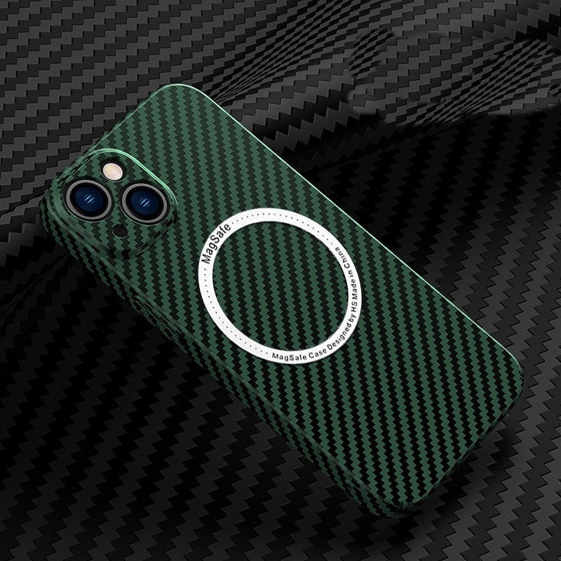 Husă iPhone 14 Pro, model carbon, verde