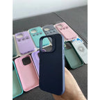 Husă iPhone 14 Pro, silicon, cu protecție fosforescentă pentru camere, albastru