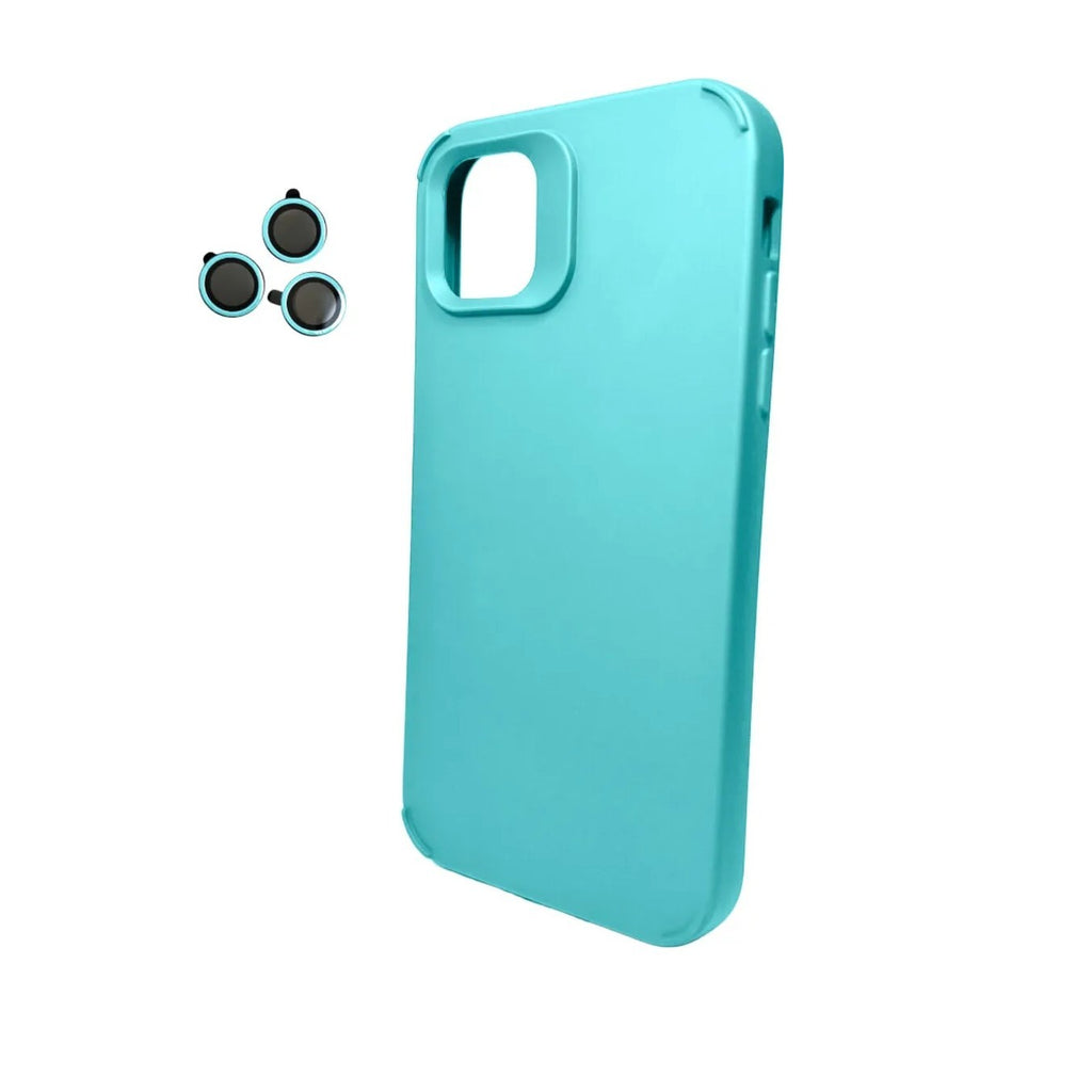 Husă iPhone 14 Pro, silicon, cu protecție fosforescentă pentru camere, bleu