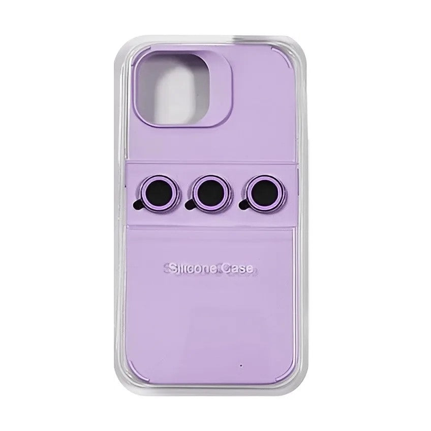 Husă iPhone 14 Pro, silicon, cu protecție fosforescentă pentru camere, mov