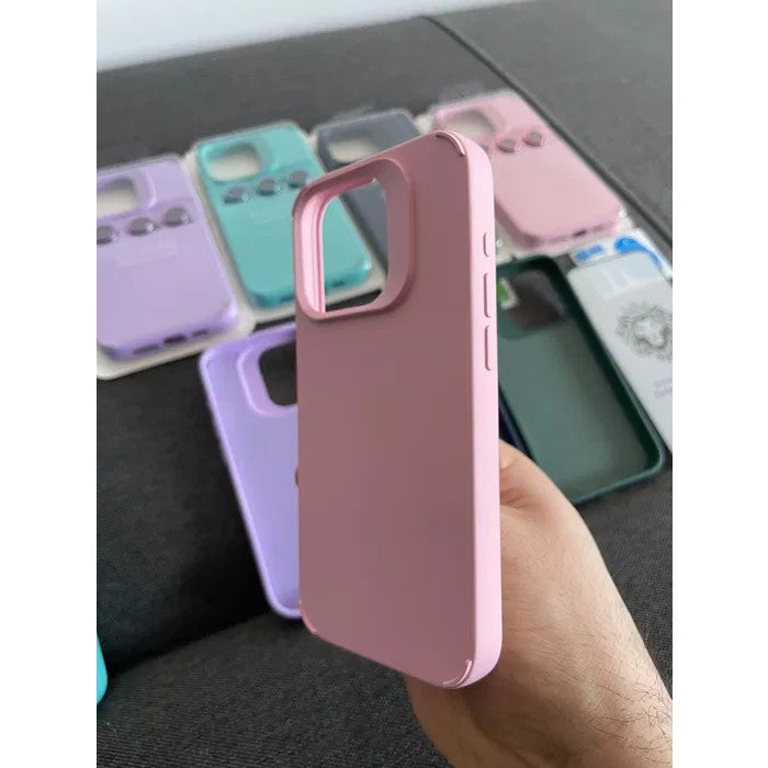 Husă iPhone 14 Pro, silicon, cu protecție fosforescentă pentru camere, roz