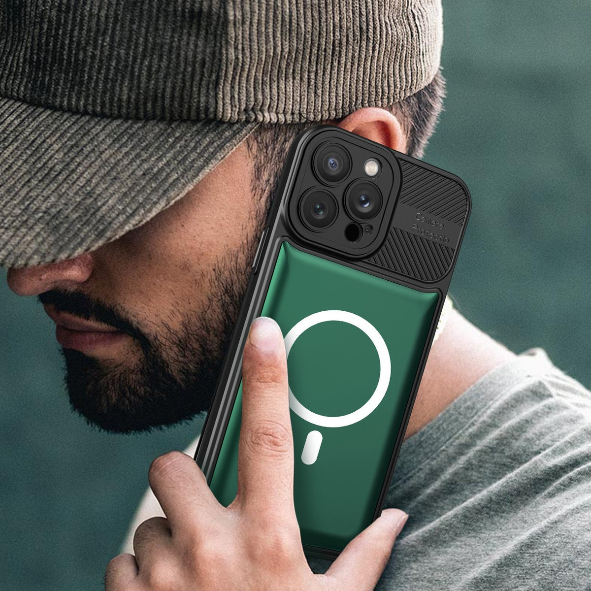 Husă iPhone 14 Pro, tip armură, verde închis