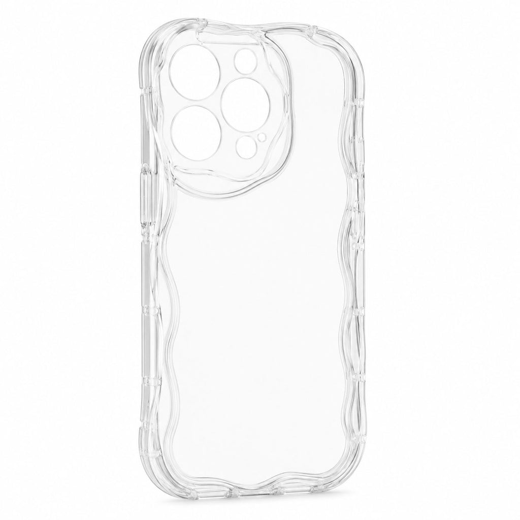 Husă iPhone 14 Pro, transparentă, cu margini ondulate, transparent