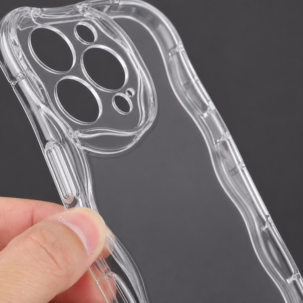 Husă iPhone 14 Pro, transparentă, cu margini ondulate, transparent
