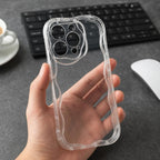 Husă iPhone 14 Pro, transparentă, cu margini ondulate, transparent